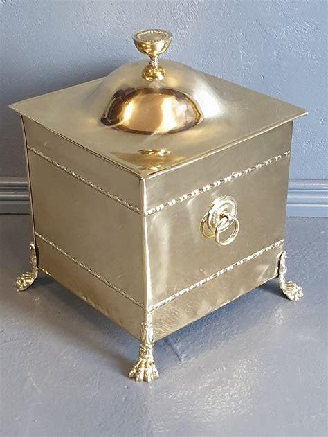 antique metal coal box|antique brass coal bin.